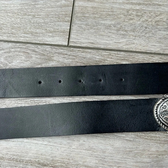 Cleo Black Silver Tone Leather Belt Made in Canada - Picture 7 of 16